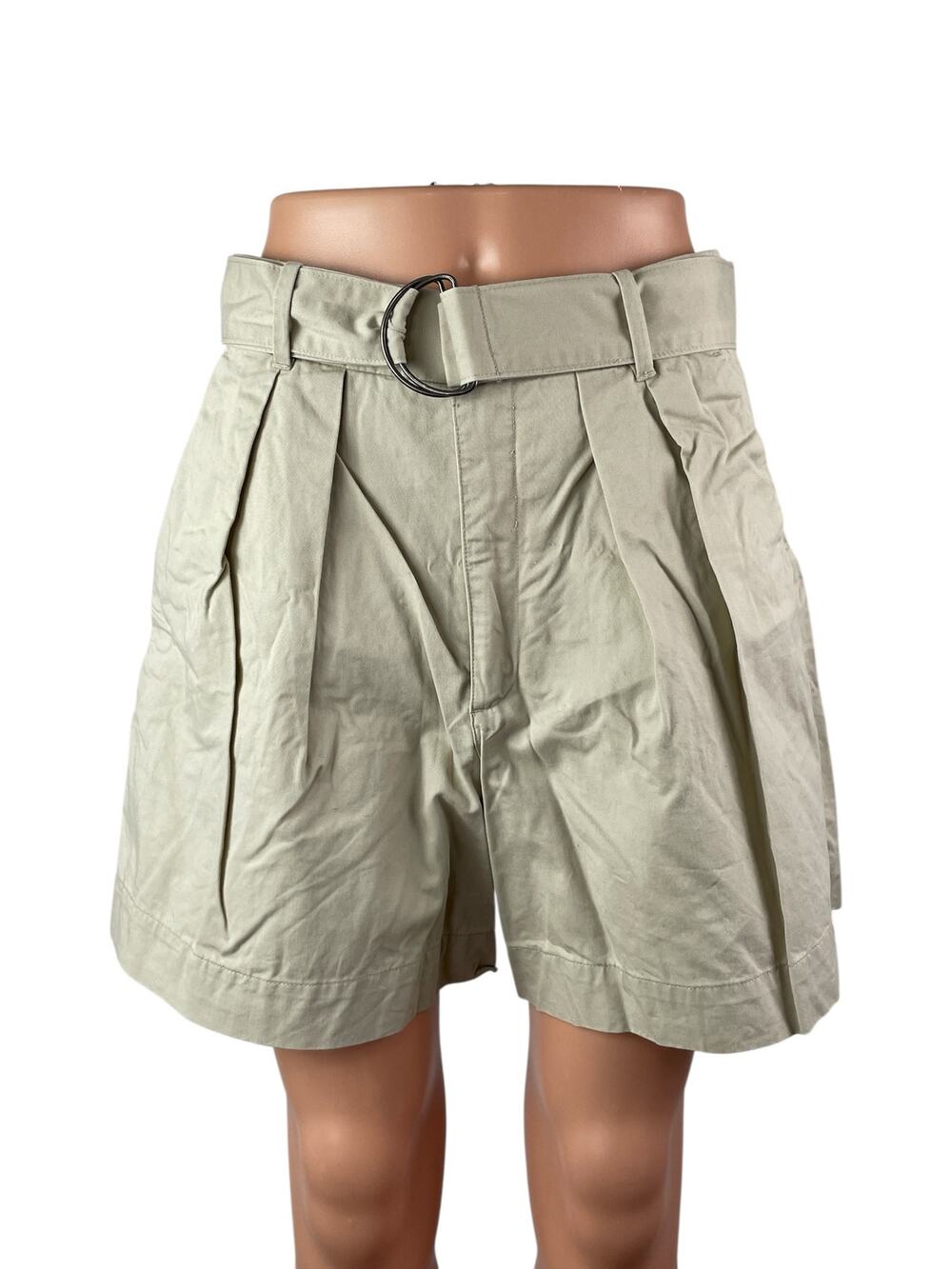 Abercrombie & Fitch Women's Beige High Rise Belted Pleated Mini Shorts Size M